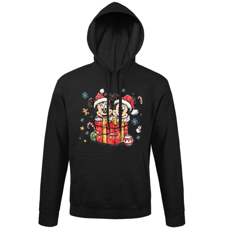Φούτερ unisex με κουκούλα “Christmas Minnie & Mickey”
