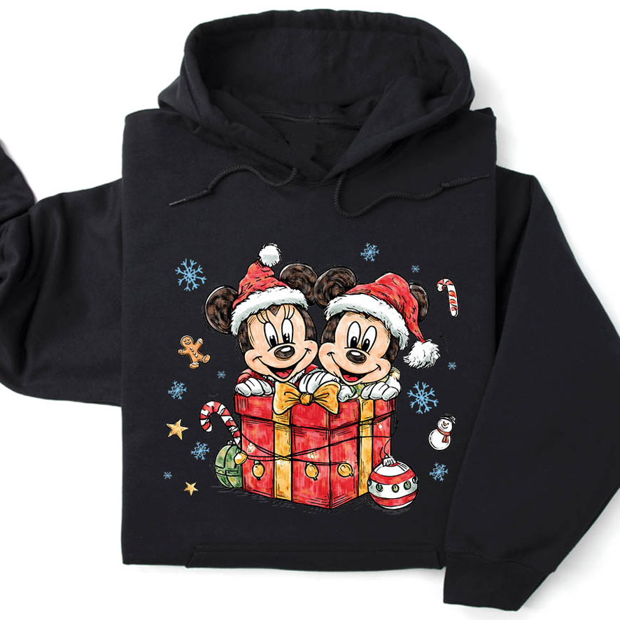 Φούτερ unisex με κουκούλα “Christmas Minnie & Mickey”