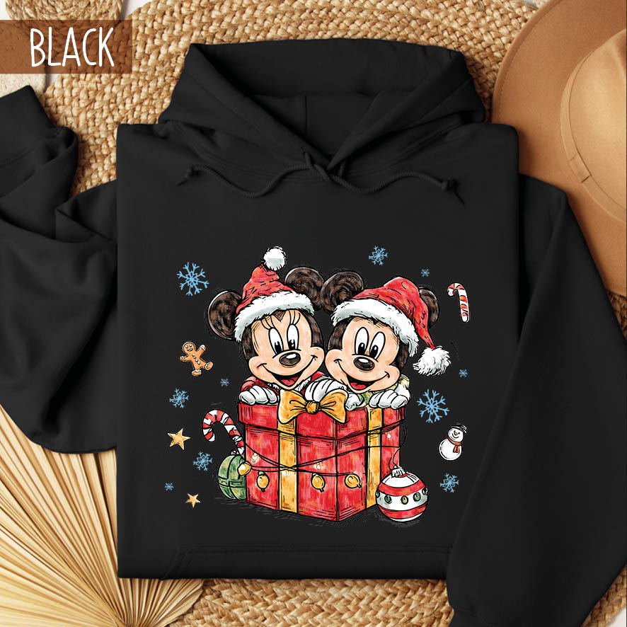 Φούτερ unisex με κουκούλα “Christmas Minnie & Mickey”