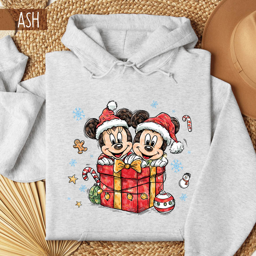 Φούτερ unisex με κουκούλα “Christmas Minnie & Mickey”