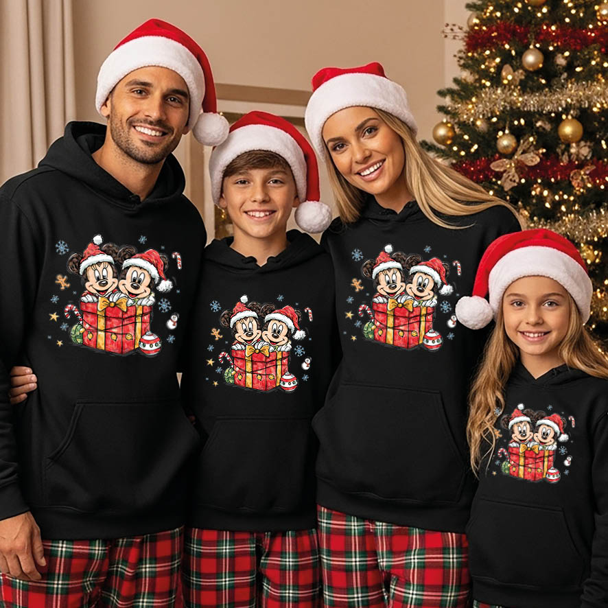 Φούτερ unisex με κουκούλα “Christmas Minnie & Mickey”