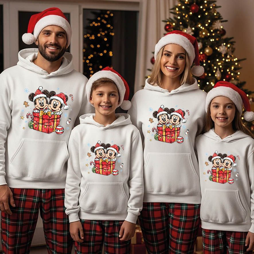 Φούτερ unisex με κουκούλα “Christmas Minnie & Mickey”