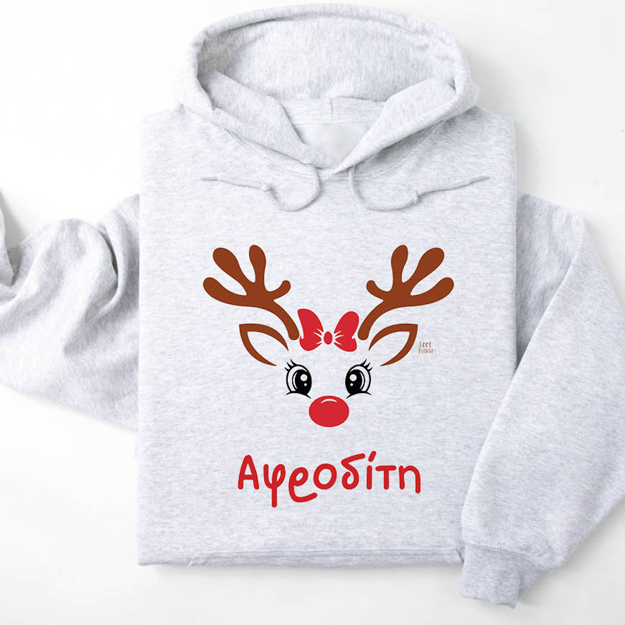 Φούτερ unisex με κουκούλα “Τάρανδος”