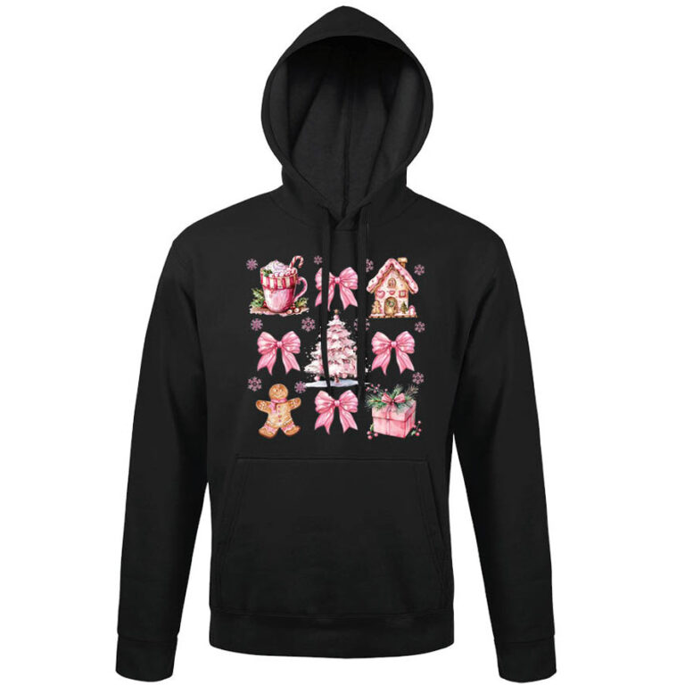 Φούτερ unisex με κουκούλα “Pink Christmas”