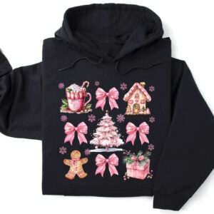 Φούτερ unisex με κουκούλα “Pink Christmas”