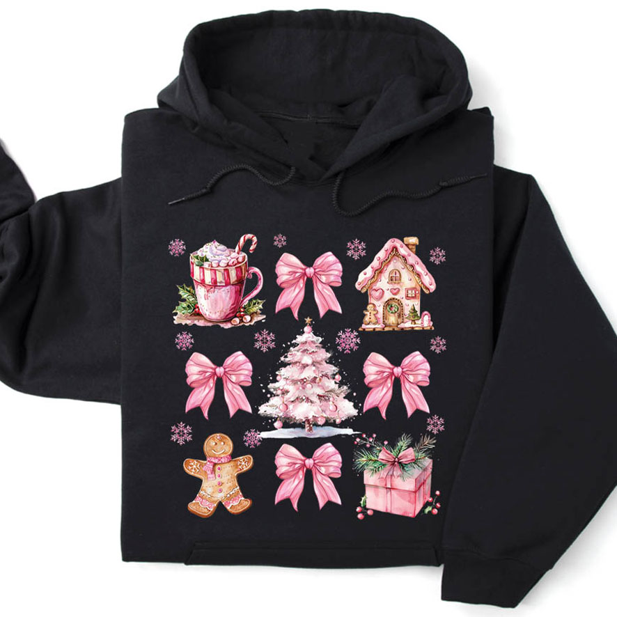Φούτερ unisex με κουκούλα “Pink Christmas”
