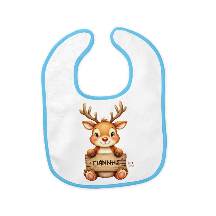 Σαλιάρα μωρού “Μωρό τάρανδος με ταμπέλα”