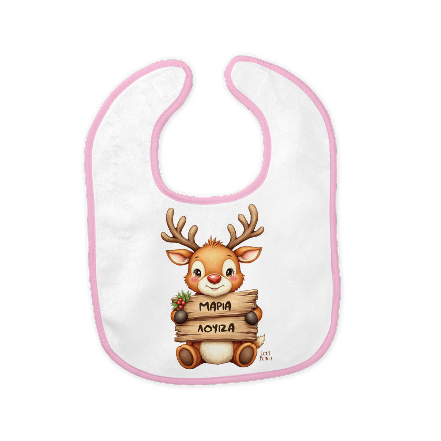 Σαλιάρα μωρού “Μωρό τάρανδος με ταμπέλα”