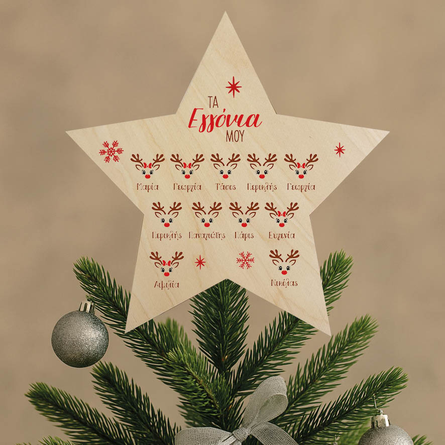 Ξύλινη Κορυφή Δέντρου με Ονόματα Οικογένειας “Εγγόνια”