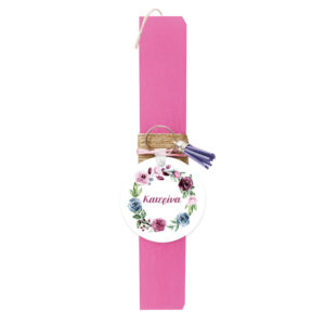 Λαμπάδα “Floral μονόγραμμα ροζ”