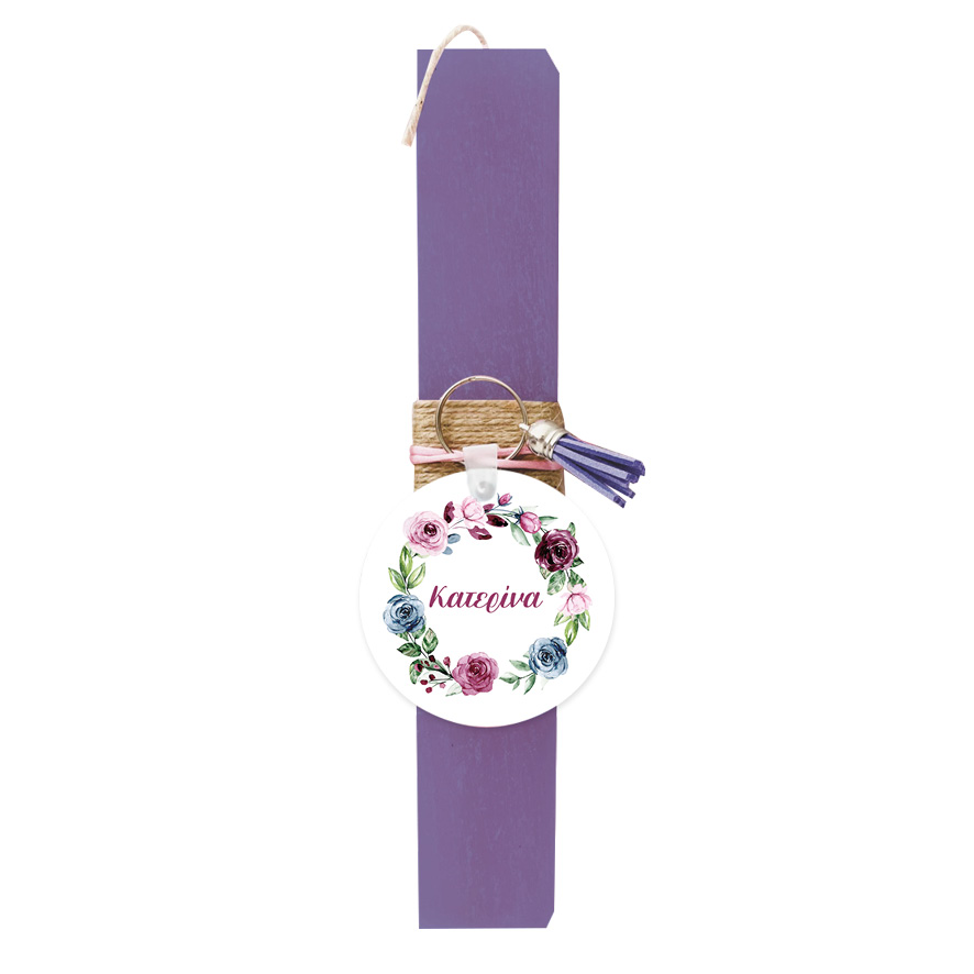 Λαμπάδα “Floral μονόγραμμα ροζ”