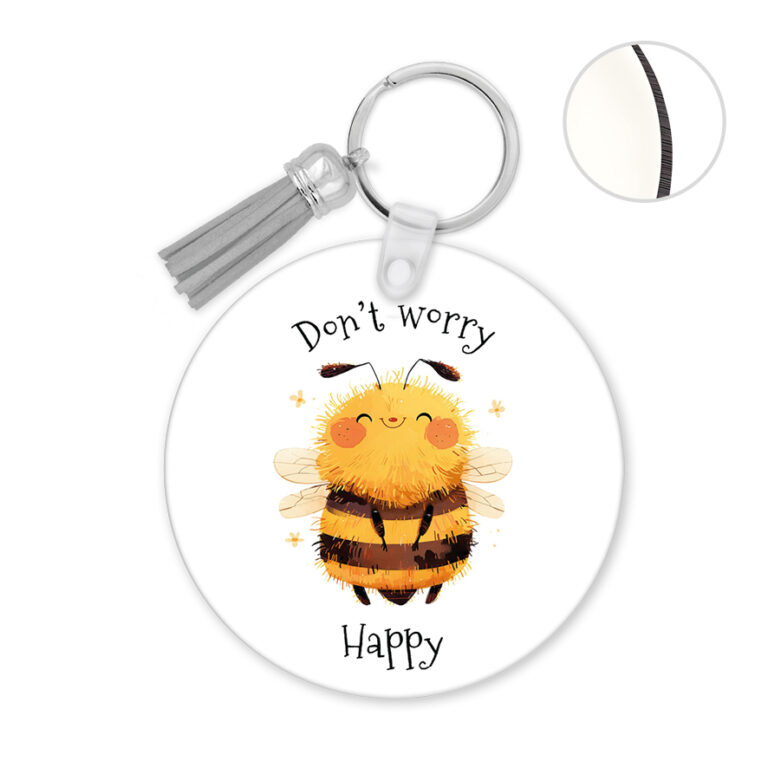 Μπρελόκ ξύλινο “Don’t worry bee happy”
