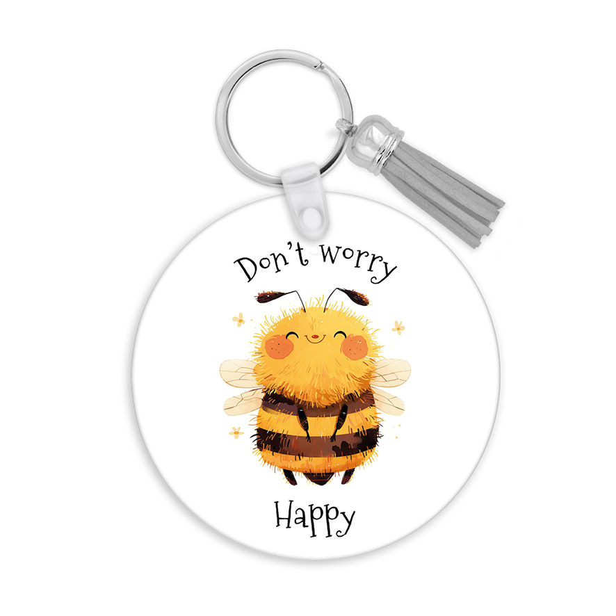 Μπρελόκ ξύλινο “Don’t worry bee happy”