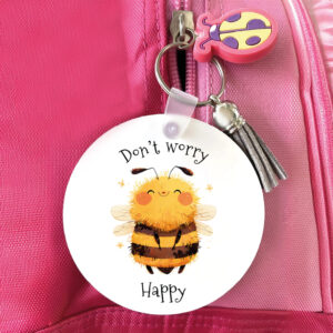 Μπρελόκ ξύλινο “Don’t worry bee happy”