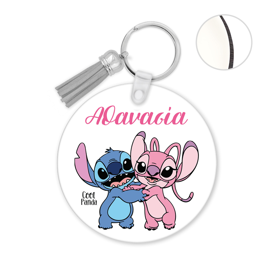 Μπρελόκ ξύλινο “Stitch & Angel”