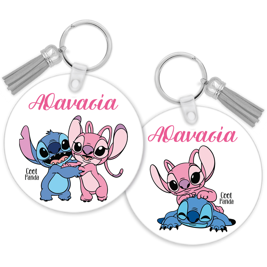 Μπρελόκ ξύλινο “Stitch & Angel”