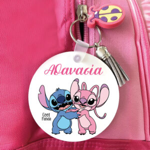 Μπρελόκ ξύλινο “Stitch & Angel”
