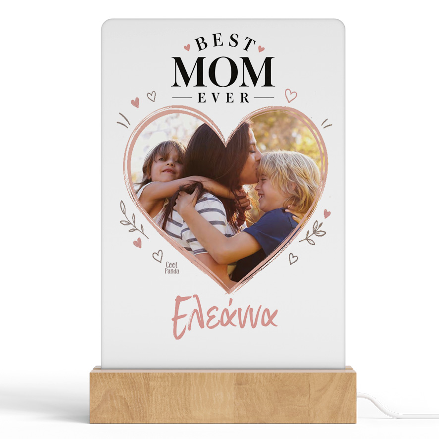 Φωτιστικό LED “Καρδιά με Φωτογραφία – Best Mom”