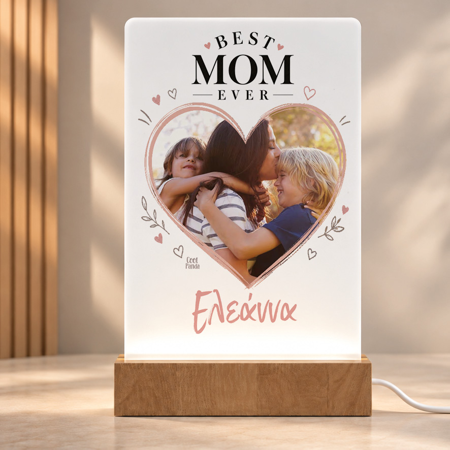 Φωτιστικό LED “Καρδιά με Φωτογραφία – Best Mom”