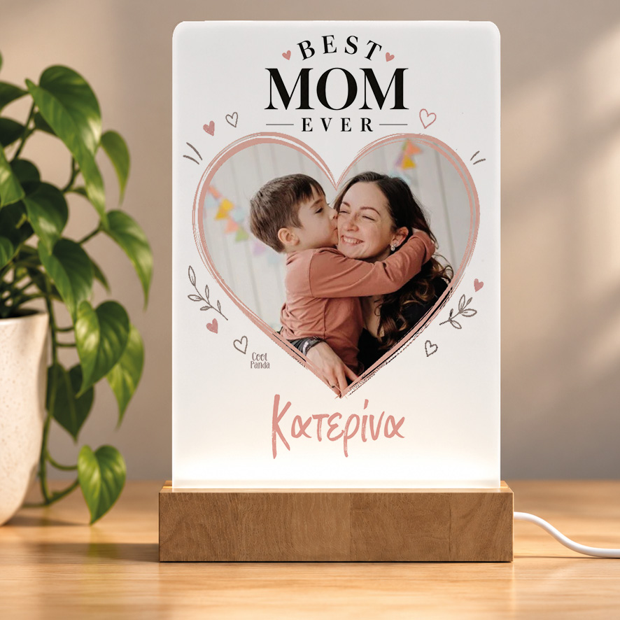 Φωτιστικό LED “Καρδιά με Φωτογραφία – Best Mom”