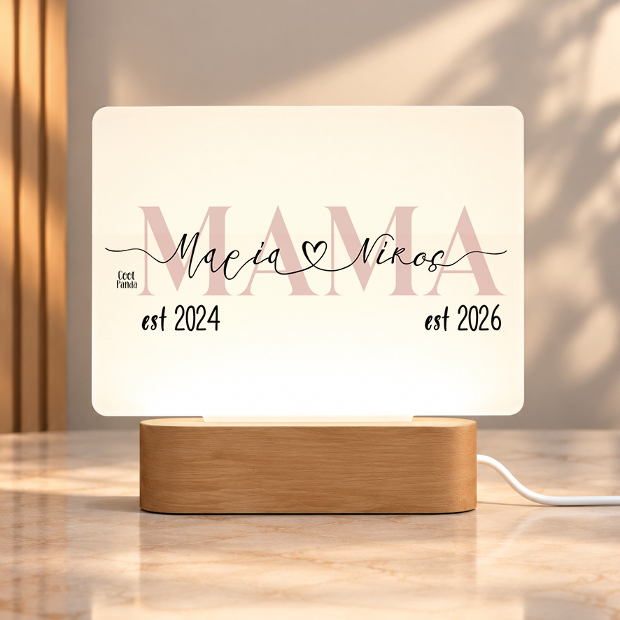 Φωτιστικό LED “Μαμά με Ονόματα και Χρονιές Παιδιών”