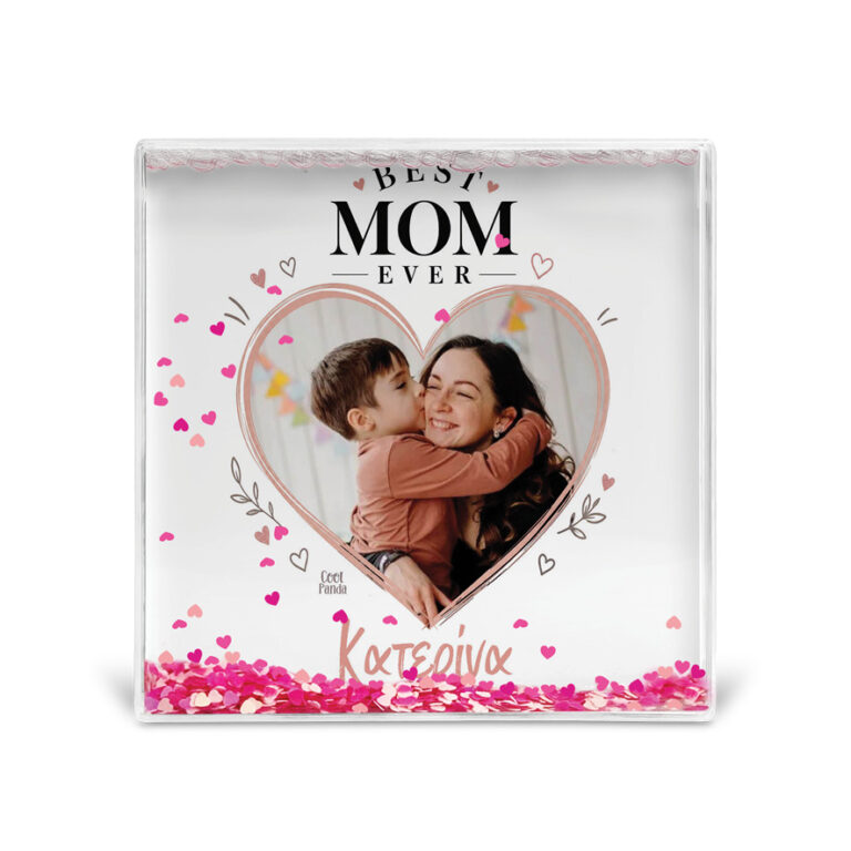Κορνίζα Glitter “Καρδιά με Φωτογραφία – Best Mom”