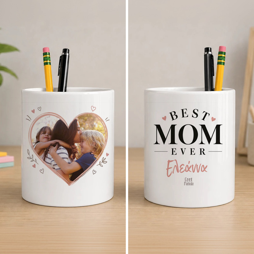 Μολυβοθήκη “Καρδιά με Φωτογραφία – Best Mom”