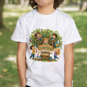 T-shirt Πρώτη Μέρα στο Σχολείο με Όνομα “Δέντρο με Μολύβια – Αγόρι”