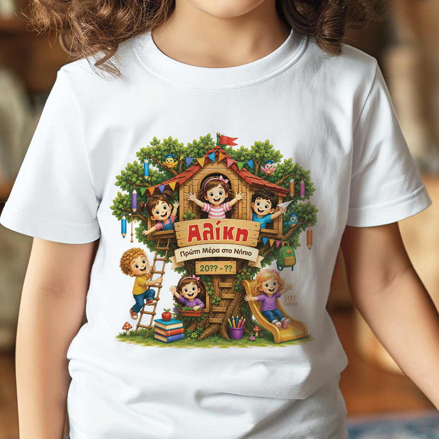 T-shirt Πρώτη Μέρα στο Σχολείο με Όνομα “Δεντρόσπιτο – Κορίτσι”