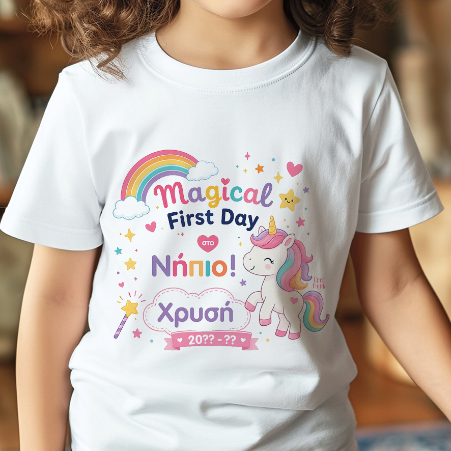 T-shirt Πρώτη Μέρα στο Σχολείο με Όνομα “Μονόκερος”