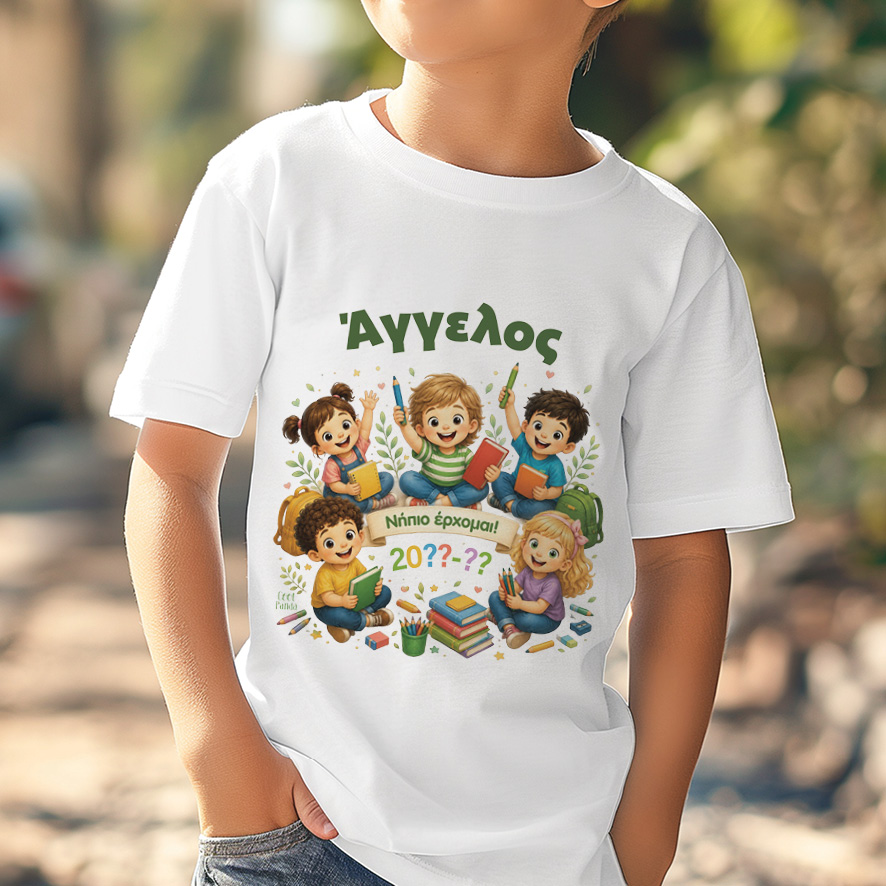 T-shirt  Πρώτη Μέρα στο Σχολείο με Όνομα “Παρέα – Αγόρι”