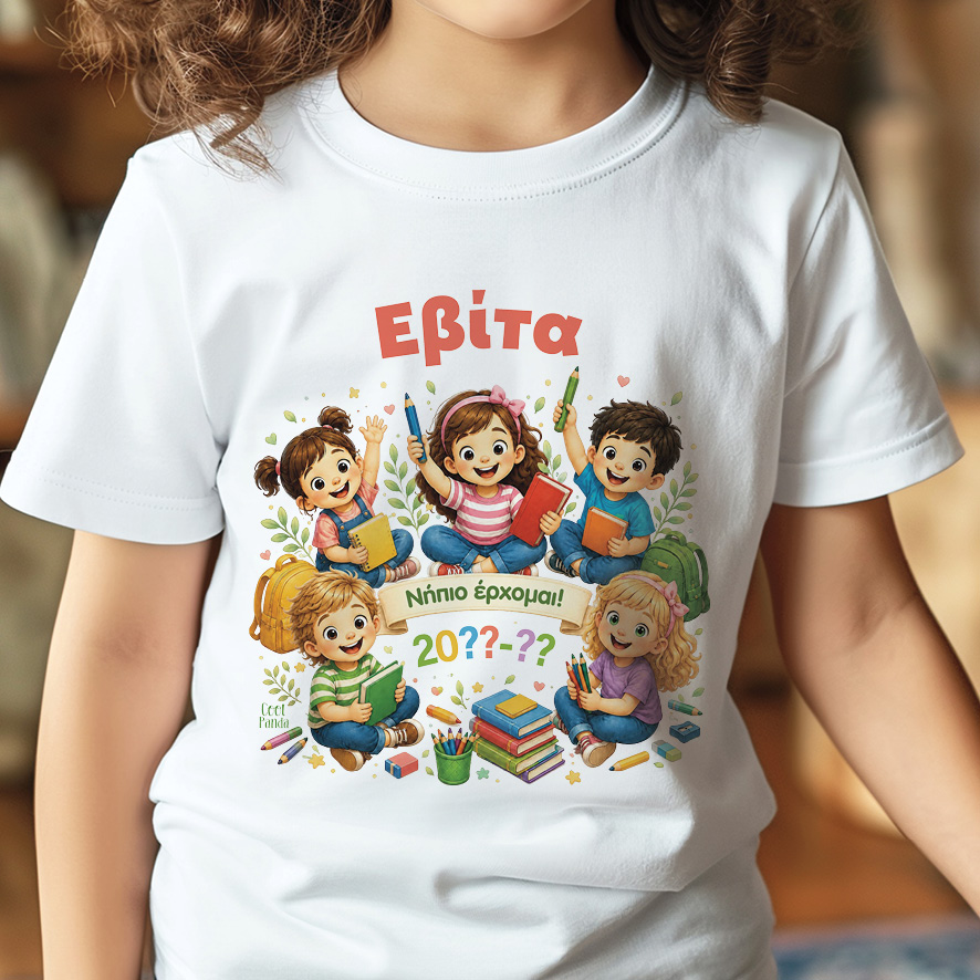 T-shirt Πρώτη Μέρα στο Σχολείο με Όνομα “Παρέα – Κορίτσι”