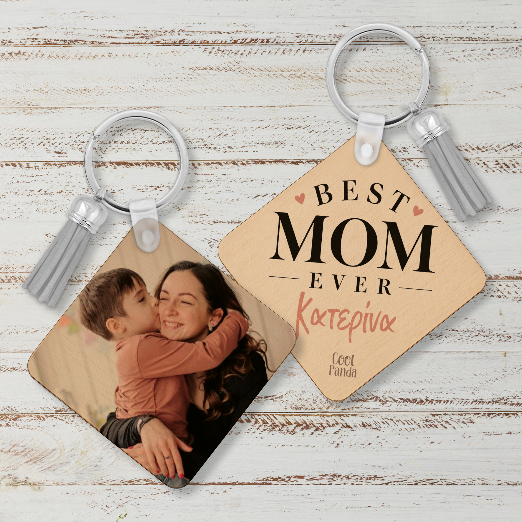 Ξύλινο Μπρελόκ για τη Μαμά “Φωτογραφία – Best Mom”