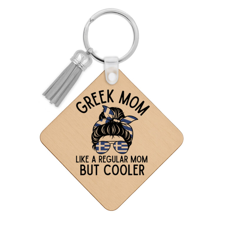 Ξύλινο Μπρελόκ για τη Μαμά “Greek Mom”
