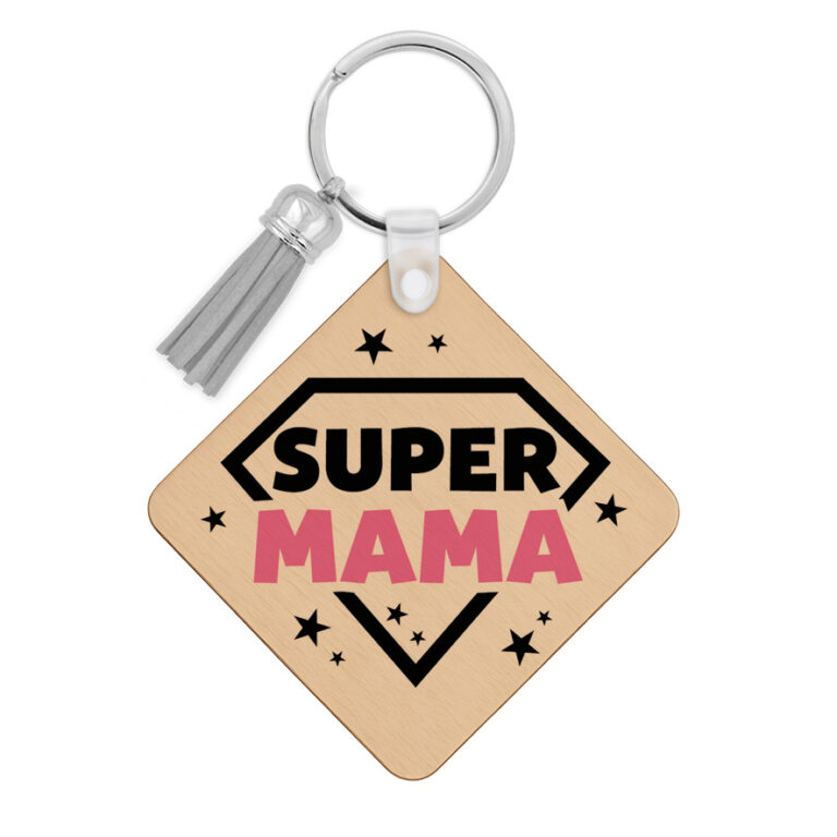 Ξύλινο Μπρελόκ για τη Μαμά “Super Mama”