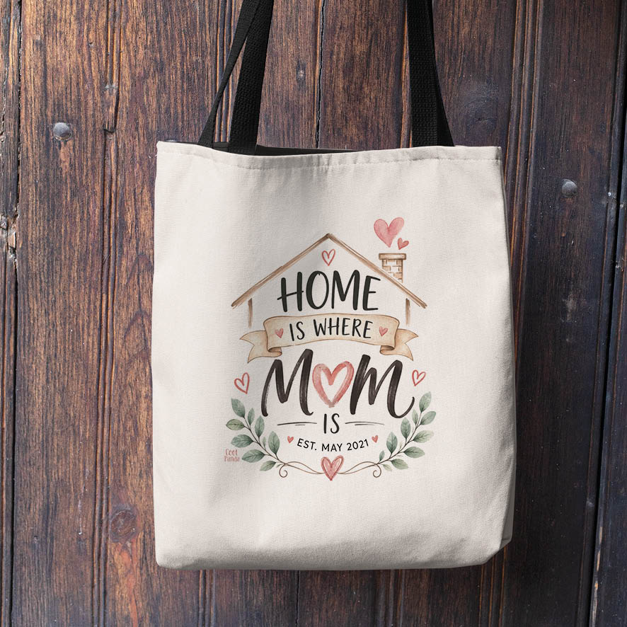 Λινή Τσάντα “Home Is Where Mom Is”